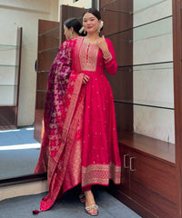 Premium Red Party Wear Anarkali Kurta Set
