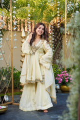 Classic Indian Festive Look in Ivory with Regal Traditional Aesthetics