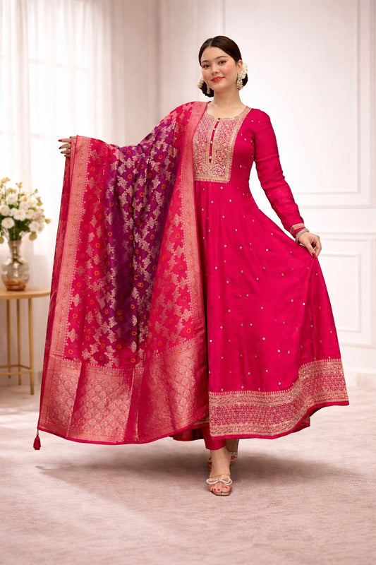 Premium Red Party Wear Anarkali Kurta Set