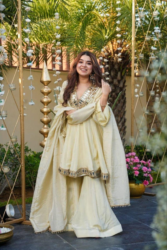 Classic Indian Festive Look in Ivory with Regal Traditional Aesthetics
